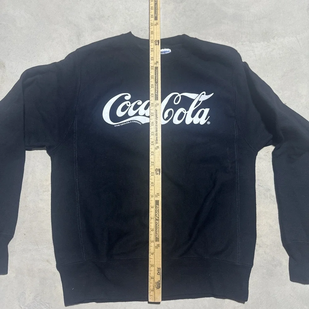 Champion Sweatshirt Men's SZ Small Black Coca-Cola Reverse Weave Fleece Pullover